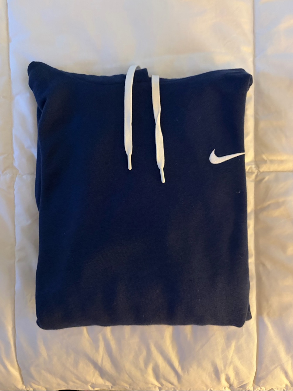 Nike Men's Navy Crewneck Sweatshirt with White Swoosh